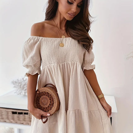Full Size Ruffled Off-Shoulder Short Sleeve Dress - Image 10