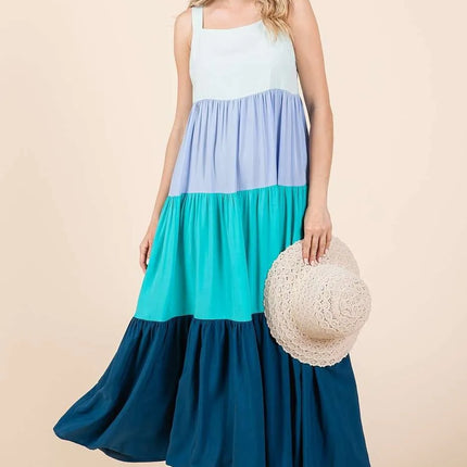 Mittoshop Color Block Tiered Pull-On Maxi Dress - Image 1