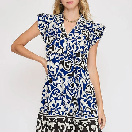 Umgee Floral Ruffled Cap Sleeve Tiered Dress - Image 1