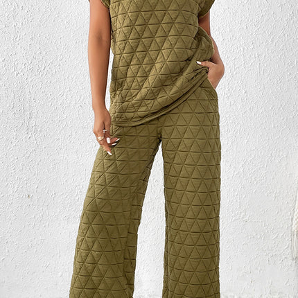 Short Sleeve Top and Pocketed Pants Lounge Set - Image 10