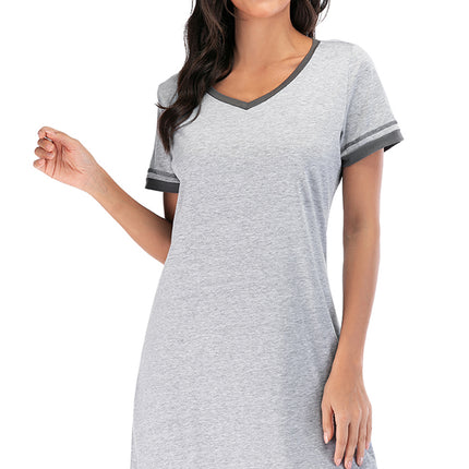 Contrast Trim Short Sleeve Lounge Dress - Image 18