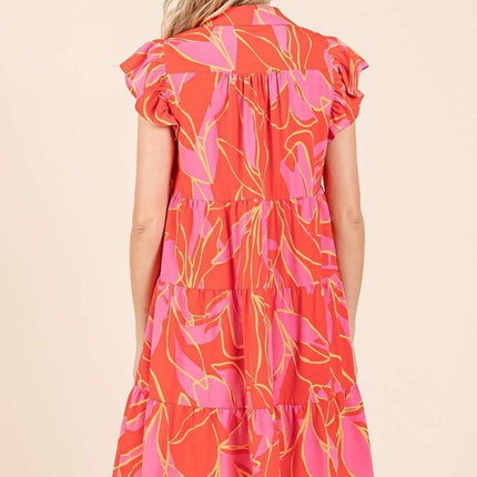 Mittoshop Leaf Print Ruffle Sleeve Tiered Mini Dress - Image 5