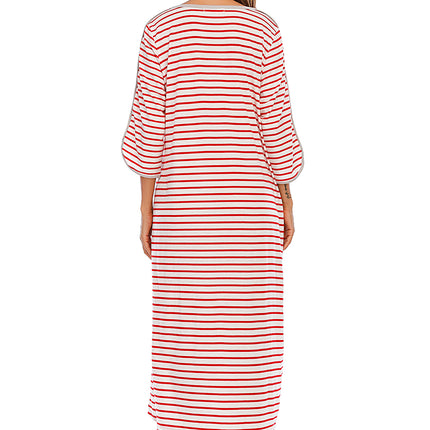 Round Neck Three-Quarter Sleeve Midi Night Dress - Image 12