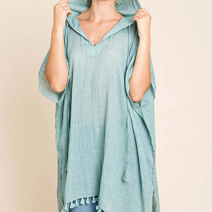 Cotton Bleu by Nu Label Tassel Hem Hooded Cover Up - Image 4