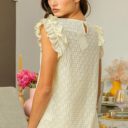 BiBi Floral Ruffled Armhole V-Neck Top - Image 14