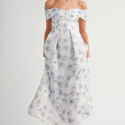 MABLE Floral Printed Off Shoulder Maxi Dress - Image 3