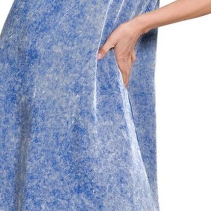 Zenana Tencel Mineral Washed Collared Shirts Dress - Image 3