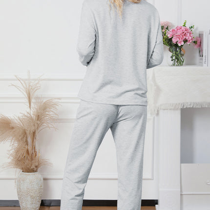Round Neck Top and Drawstring Pants Lounge Set - Image 8