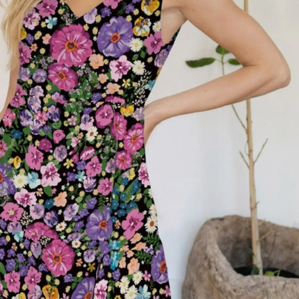 FAM-FAM Tiered Printed V-Neck Sleeveless Dress - Image 9