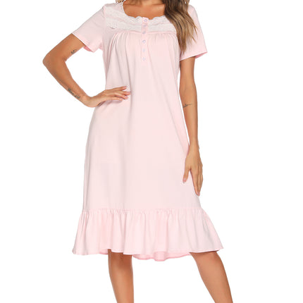 Lace Detail Square Neck Lounge Dress - Image 6