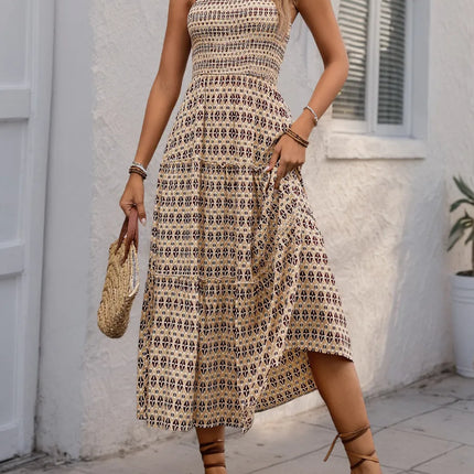 Printed Tiered Wide Strap Midi Dress - Image 3
