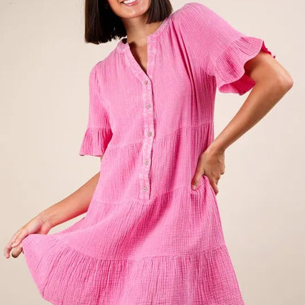 VERY J Plus Size Mineral Washed Woven Mini Dress - Image 4