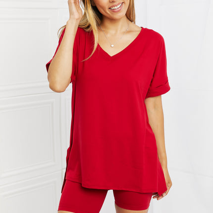 Zenana Full Size Quiet Moments Brushed Lounge Set in Burgundy - Image 7