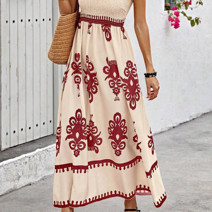 Smocked Printed Wide Strap Maxi Dress - Image 27
