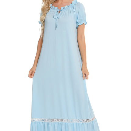 Lace Detail Short Sleeve Lounge Dress - Image 5