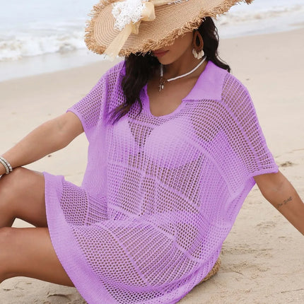 Hollow Out Collared Neck Cover-Up - Image 25