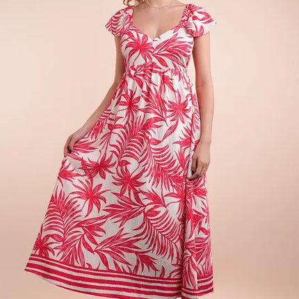 VERY J Tropical Printed Midi Summer Boho Dress - Image 1