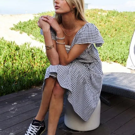 Davi & Dani Jacquard V-Neck Flutter Cap Sleeve Tiered Dress - Image 8