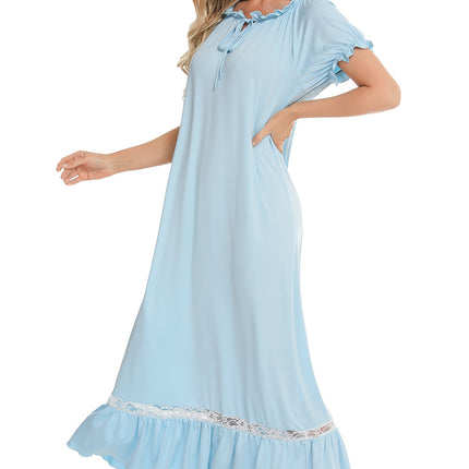 Lace Detail Short Sleeve Lounge Dress - Image 6