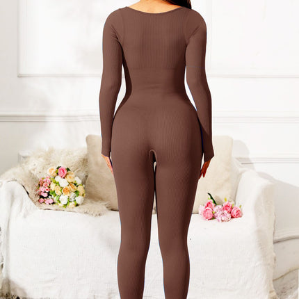 Scoop Neck Long Sleeve Active Jumpsuit - Image 11
