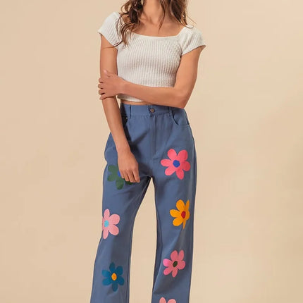 BiBi Flower Print Straight Legs Pants - Image 6