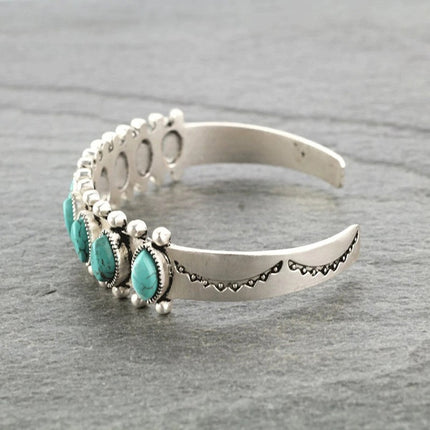Artificial Turquoise Alloy Open Bracelet - Image 2