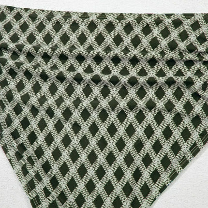 Dotted Mesh Plaid Patchwork High Waisted Swim Set - Image 13