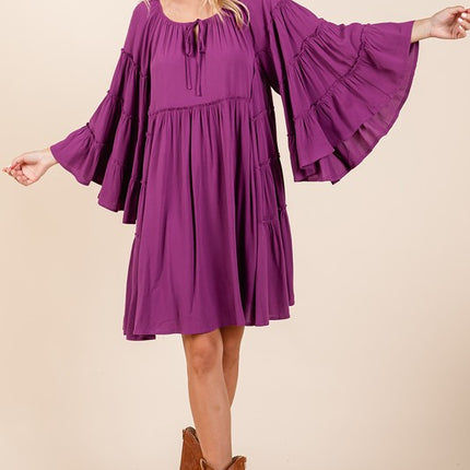Mittoshop Frill Tie Neck Bell Sleeve Dress - Image 6