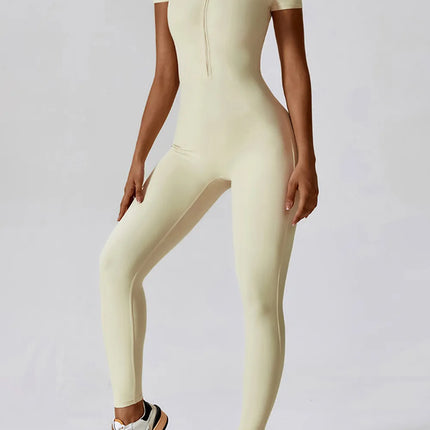 Basic Bae Half Zip Short Sleeve Active Jumpsuit - Image 3