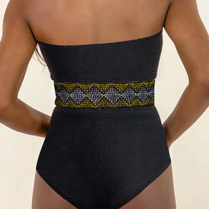 Geometric Tube Sleeveless One-Piece Swimwear - Image 3