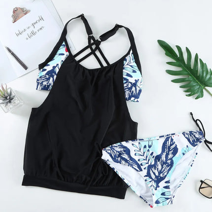 Full Size Crisscross Scoop Neck Tankini Set - Image 3