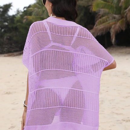 Hollow Out Collared Neck Cover-Up - Image 24