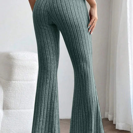 Basic Bae Full Size Ribbed High Waist Flare Pants - Image 20