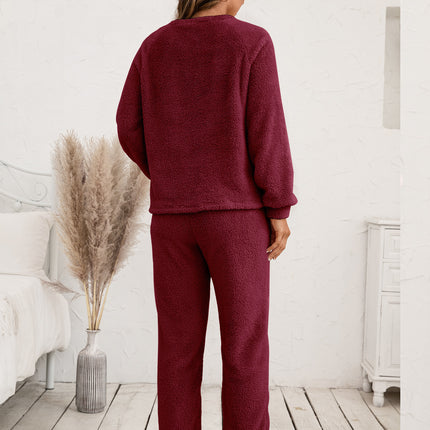 Ivy Lane Teddy Long Sleeve Top and Pants Lounge Set - Image 18