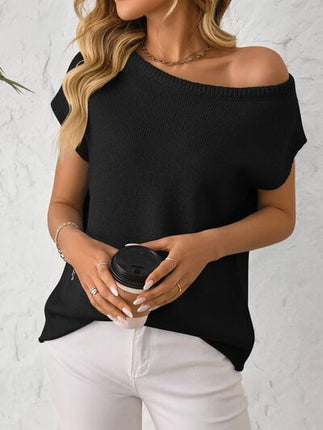 Mandy Boat Neck Short Sleeve Knit Top - Image 13