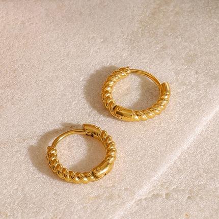 18K Gold-Plated Stainless Steel Huggie Earrings - Image 2