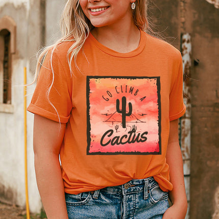 Go Climb A Cactus Slogan Graphic Tee Shirt - Image 1
