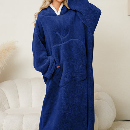 Pocketed Contrast Long Sleeve Hooded Lounge Dress - Image 19