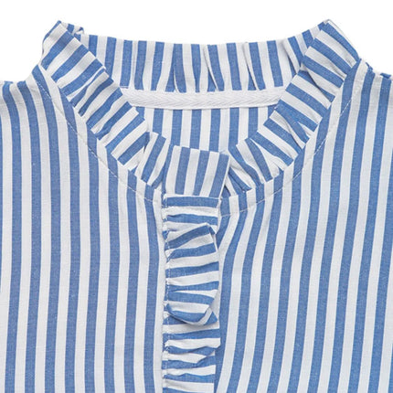 Striped Half Sleeve Mini Shirt Dress - Image 7