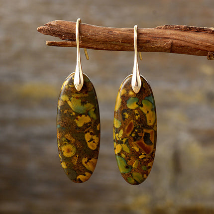 Natural Stone Copper Dangle Earrings - Image 1