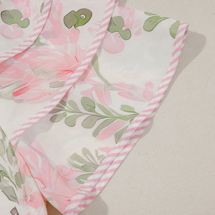 Floral Contrast Edge Layered Short Sleeve Mini Dress - Image 6