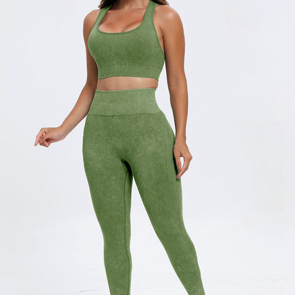 3 Piece Washed Square Neck Wide Strap Active Set - Image 34