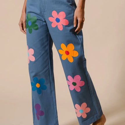 BiBi Flower Print Straight Legs Pants - Image 3