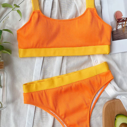 Color Block Scoop Neck Bikini Set - Image 4