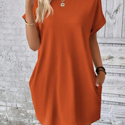 Round Neck Short Sleeve Mini Dress - Image 13