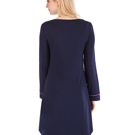 Round Neck Night Dress with Pocket - Image 2