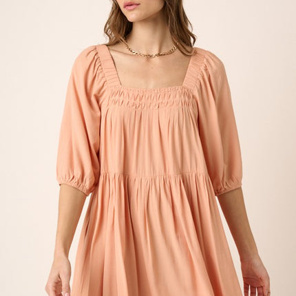 Mittoshop Pintuck Detail Tie Back Mini Dress - Image 1