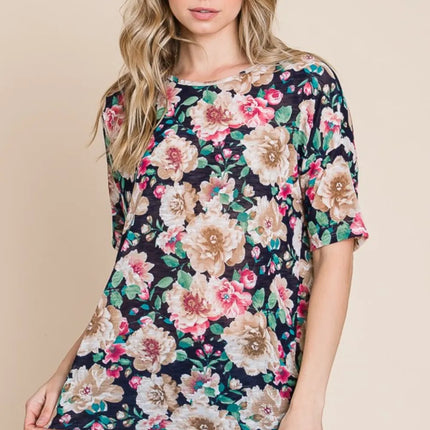 BOMBOM Floral Round Neck T-Shirt - Image 3