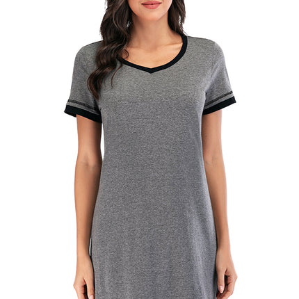 Contrast Trim Short Sleeve Lounge Dress - Image 22