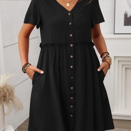 Button Front Flutter Sleeve Dress - Image 16
